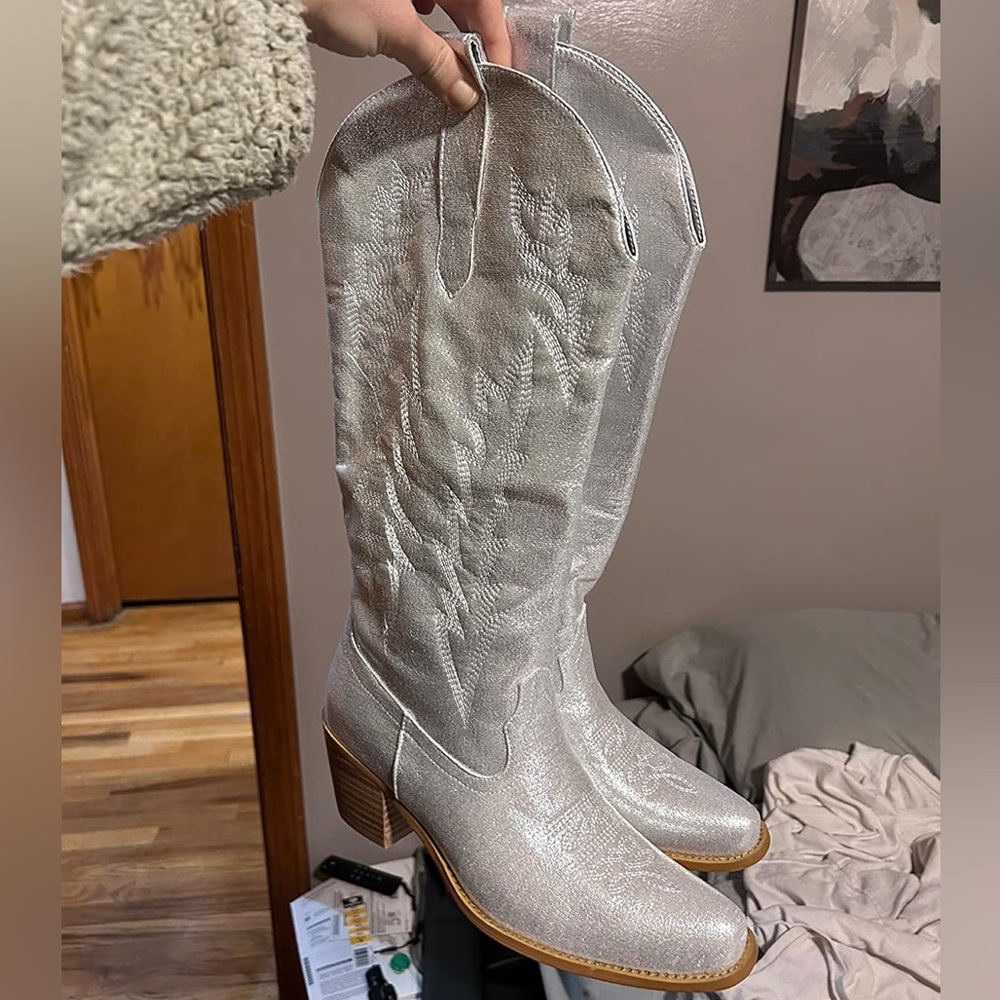 Silver cowgirl boots